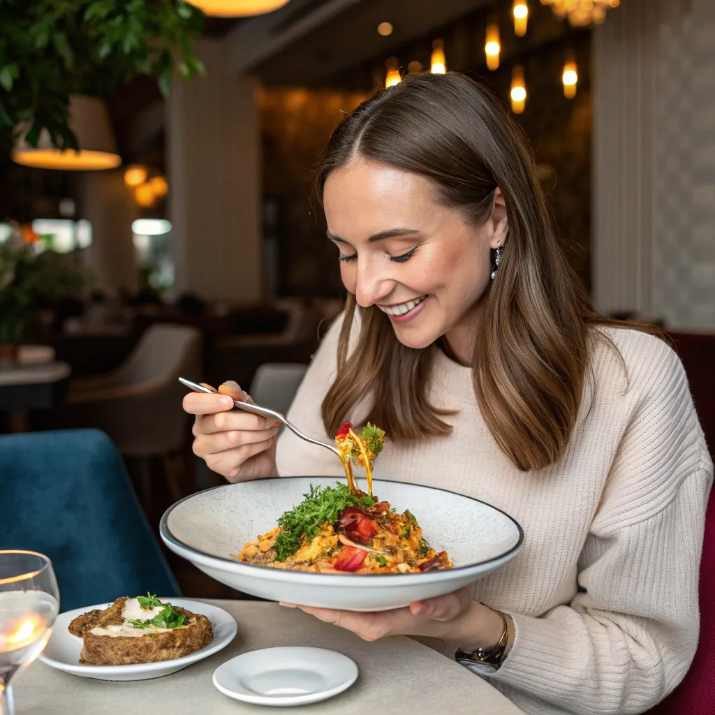 Emily enjoying her dish