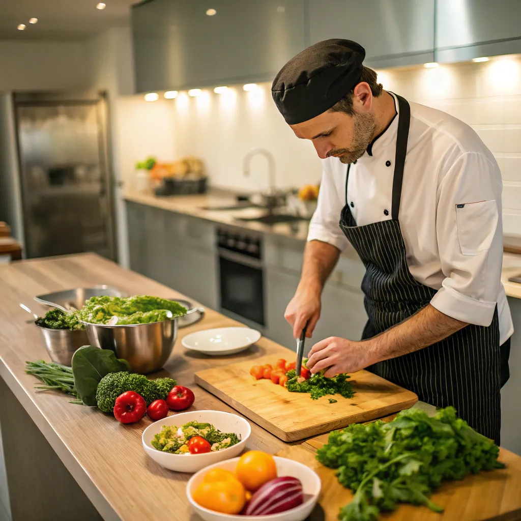 Chef preparing a healthy meal